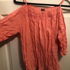 Peach cold shoulder blouse